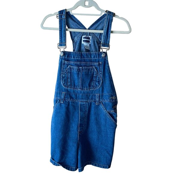 Squeeze Squeeze Vintage 1990s Womens Shortalls Romper Size L Blue Pure Cotton